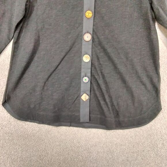 Soft Surroundings Danielle Button Shirt Wmns Sz SP Black V-Neck Cardigan Charm - Picture 3 of 12